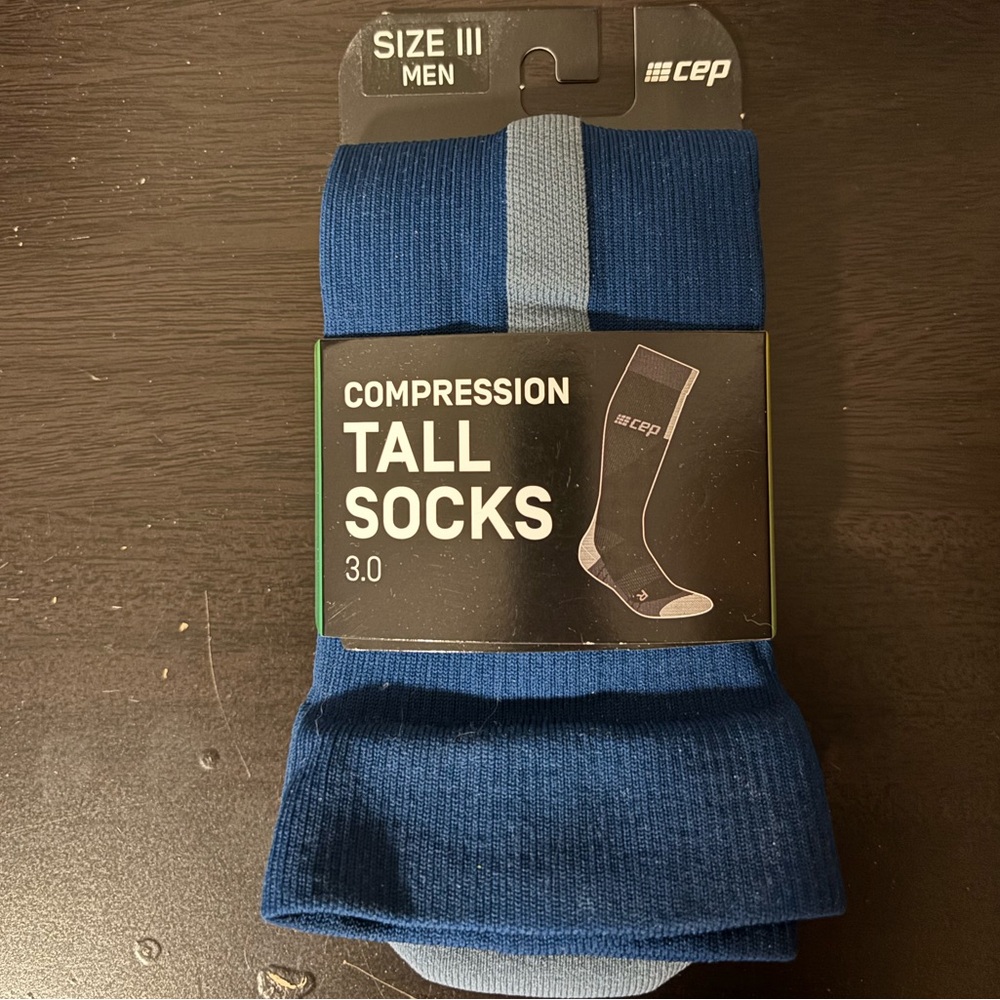 CEP Men’s compression tall socks size 3 blue/grey (prescription)